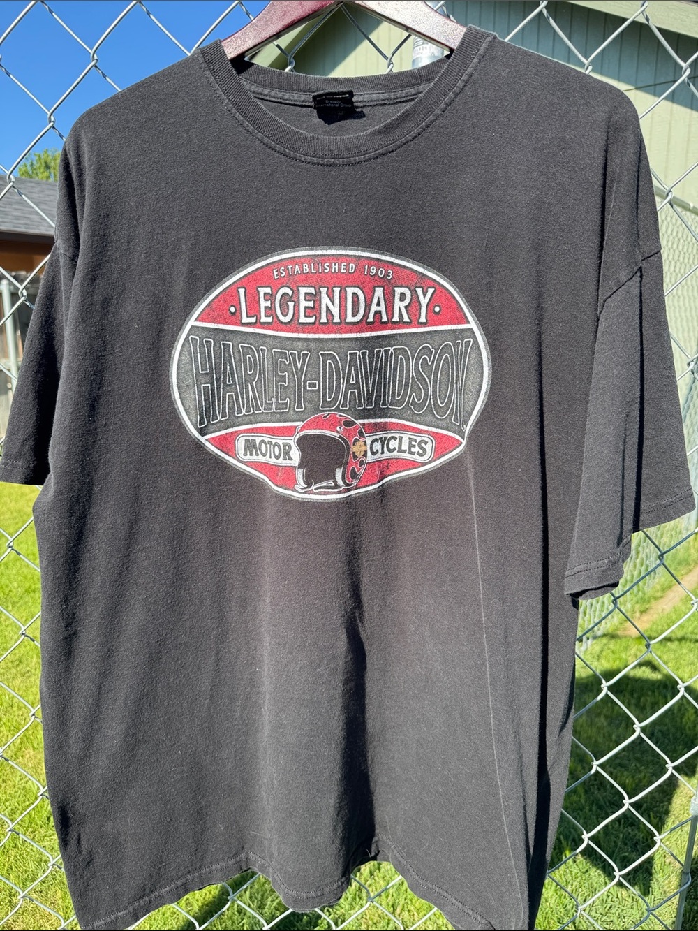 Harley-Davidson Black T-Shirt with Red and White 'Legendary' Oval Logo